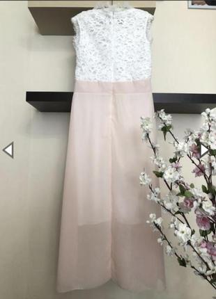 Супер нежное, нарядное шифоновое платье с кружевом6 фото