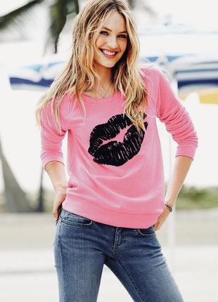 Victoria's secret crew neck sweater lips оригінал кофта лонгслив1 фото