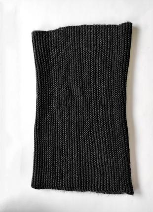 Снуд черный безшовный шарф шарфик вязаный теплый баф шарфік в'язаний теплий чорний2 фото