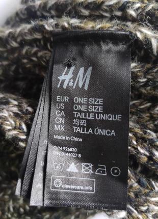 Шарф h&m вязаный хаки болотный резинка меланж8 фото