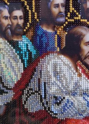 Икона "тайна вечеря" вышита бисером