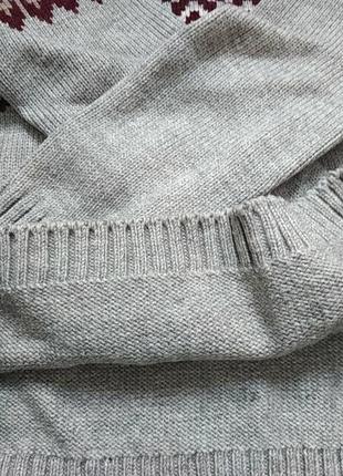 Тёплый вязаный свитер со скандинавским узором.7 фото