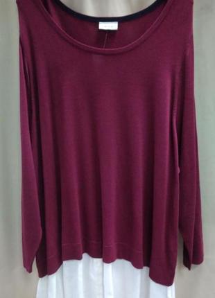Кофта, свитер, женский, вязаный, бордовый, большого размера, 58-60, yessica (c&a), 109282 фото