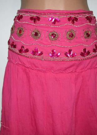 Юбка с камнями и украшениями, frangi tie rack, в поясе 39-49 см, как новая!