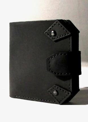 Кошелек "stels" из натуральной кожи ручной работы.черный.