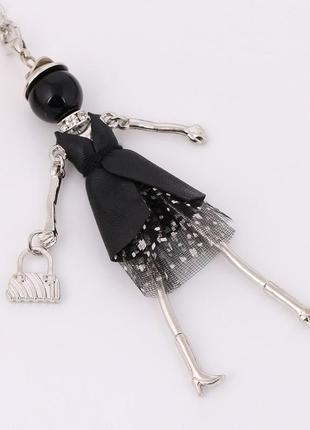 Кулон "лялечка" чорна на довгому ланцюжку