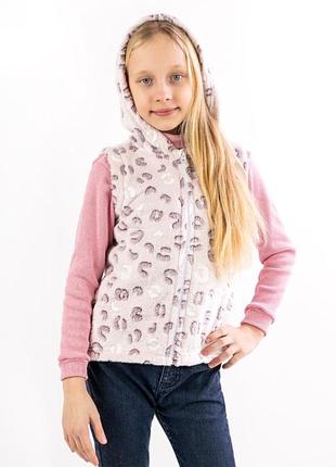 Жилетка плюшева з капюшоном на блискавці