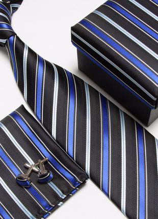 Набор 3 в 1: галстук, платок, запонки