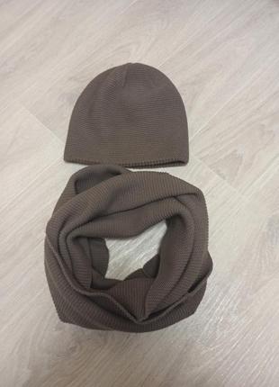 Комплект женский шапка и шарф-хомут3 фото