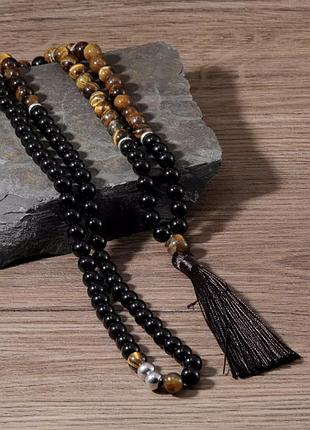 Намисто чотки з натуральних каменів тигрове око онікс чотки