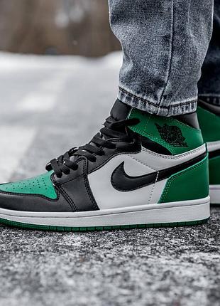 Nike air jordan retro 1 "white green" чоловічі кросівки найк аїр джордан