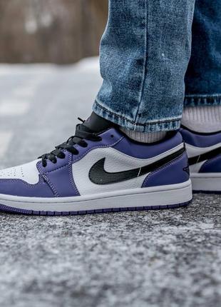 Nike air jordan retro 1 low “white purple ” мужские кроссовки найк аир джордан