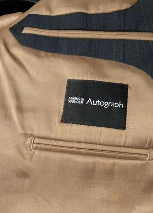 Костюм чоловічий autograph 70% шерсть, 30% поліестер дуже темно-сірого кольору  майже чорного з полосками 1мм крок 6мм7 фото