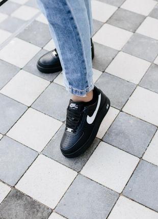 Nike air force black fur жіночі кросівки найк аір форс