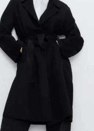Классическое пальто халат из смесовой шерсти  zara6 фото