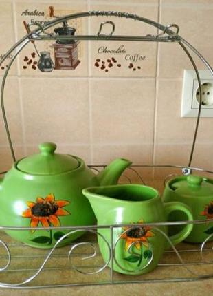 Чайник набор для чая сервиз сервіз набір цукорниця молочник сонях соняшник