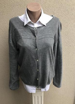 Базовый кардиган, Шерсть+кашемир,серебро-люрекс,naf naf