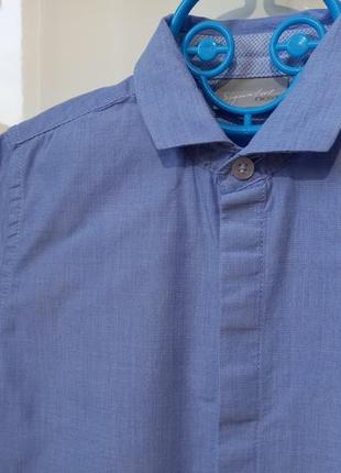 Нарядна сорочка з довгим рукавом блакитна next некст для хлопчика 5 років 1102 фото