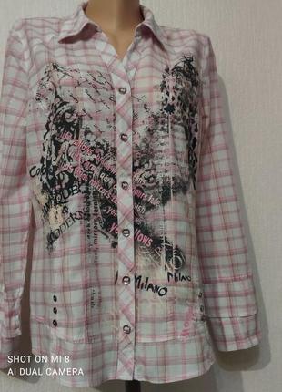 Брендовая натуральная рубашка газетка с тоненькой люрексовой нитью.