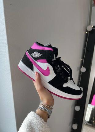 Кросівки nike air jordan 1 retro mid black pink