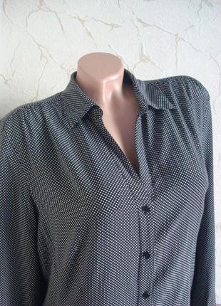 Рубашка,блуза вискоза 💯% черная в горох,48-50 г.