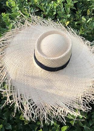 Шляпа соломенная летняя пляжная, шляпа рафия, шляпа