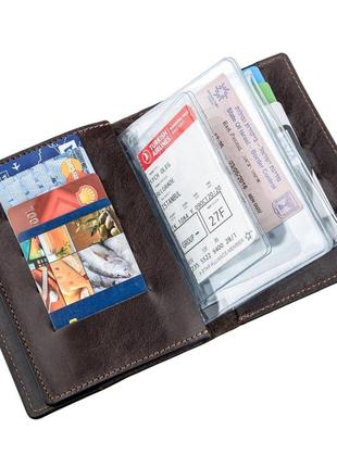 Шкіряна обкладинка для прав чи паспорта, кольору гіркого шоколаду4 фото