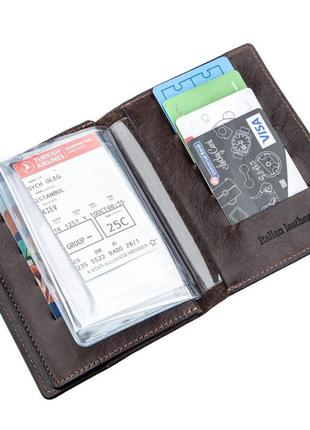Шкіряна обкладинка для прав чи паспорта, кольору гіркого шоколаду2 фото