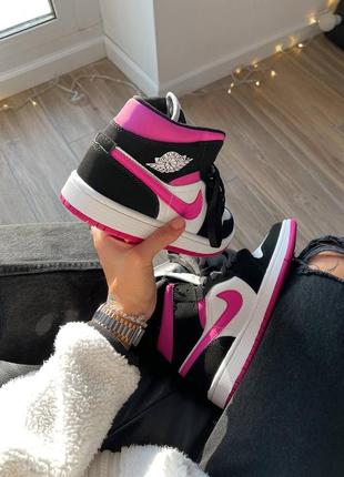 Кроссовки nike air jordan retro mid black pink2 фото