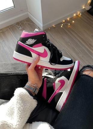 Кросівки nike air jordan retro mid black pink