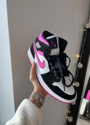 Кроссовки nike air jordan retro mid black pink7 фото