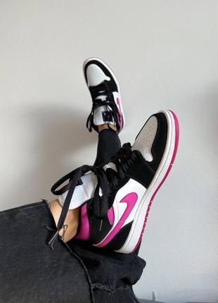 Кроссовки nike air jordan retro mid black pink6 фото