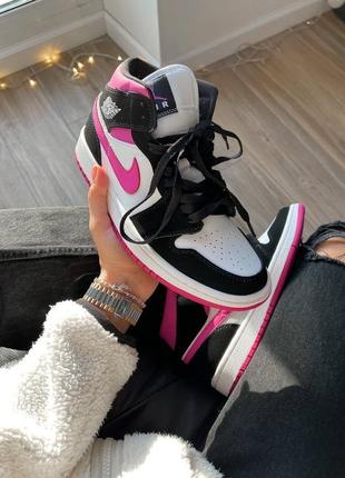 Кроссовки nike air jordan retro mid black pink3 фото