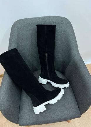 Дизайнерські чоботи труби alfa 🐺 натуральний замш