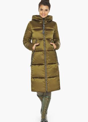 Оливковая женская куртка удобная зимняя
