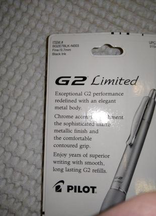 Pilot g2 limited metallic body gel pen 0.7 mm gray body ручка гелева + два стрижня + зошит8 фото