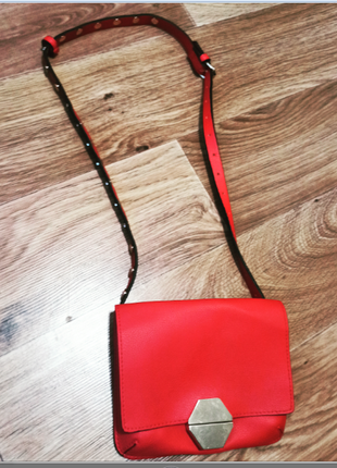 Шикарная красная сумка клатч через плече кроссбоди zara