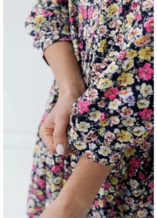 Стильное хлопковое платье в стиле бохо в цветочный принт f&f5 фото