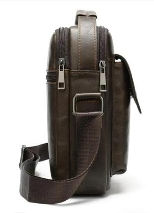 Мужская сумка кожаная коричневая4 фото
