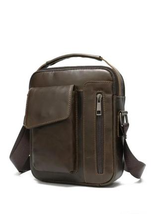 Мужская сумка кожаная коричневая2 фото