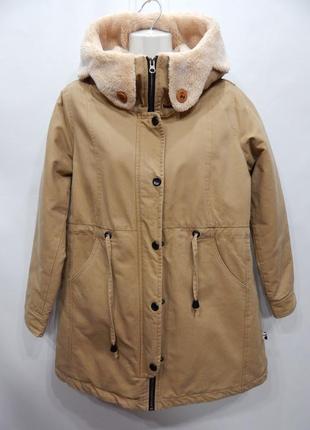Куртка-парка  женская демисезонная утепленная с капюшоном сток р.44-46 131gk (только в указанном размере,