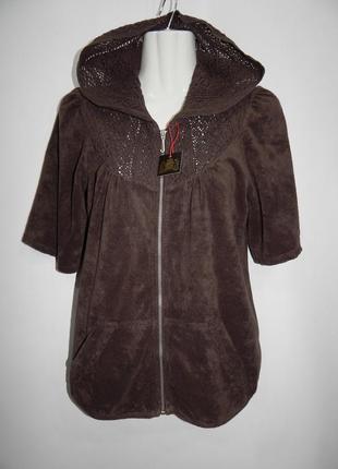 Толстовка летняя с коротким рукавом женская фирменная с капюшоном ukr 44-48 р. 014pt