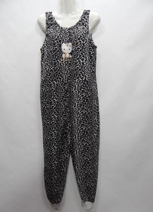 Жіночий трикотажний домашній теплий комбінезон hello kitty oversize 48-52 091gdb