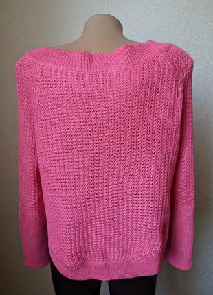 Яркий розовый кроп-топ/реглан/короткий свитер5 фото