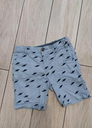 Стильні коттонові шортики з акулами! на юного модника)) 3-4 роки..ріст 104 см..1 фото