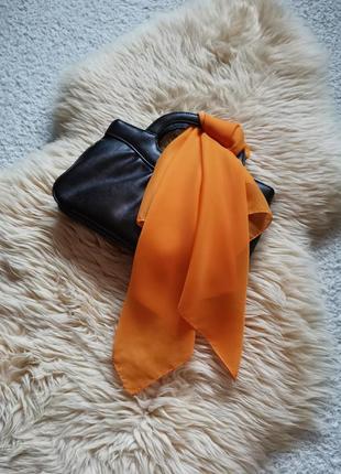 Винтажный газовый платок цвета куркумы повязка на голову на шею на руку на сумку