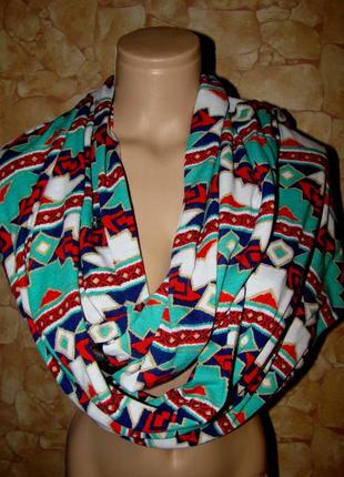 Трикотажний подвійний шарф-хомут в етно стилі glitz&glam 36х124