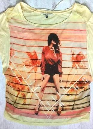 Желтая блуза bershka футболка топ свитшот