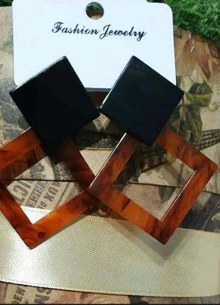 Серьги акриловые геометрия черные серьги
