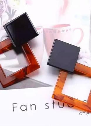 Серьги акриловые геометрия черные серьги